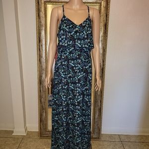 Lauren Conrad Blue Maxi Floral Dress Size M